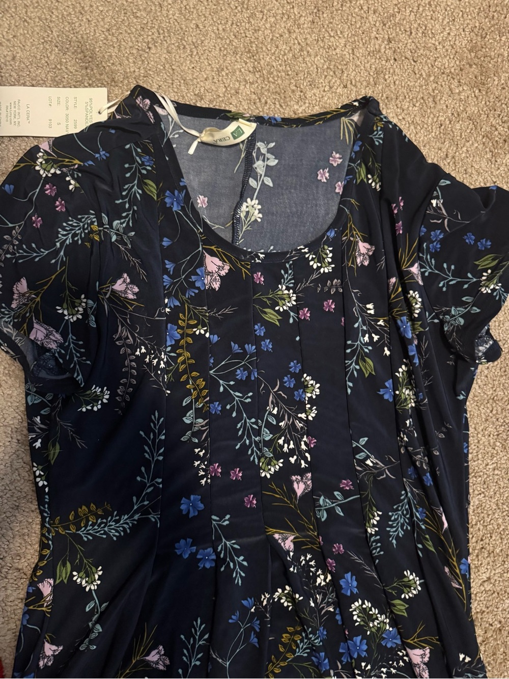 New Floral Navy Short-Sleeve Women's dress